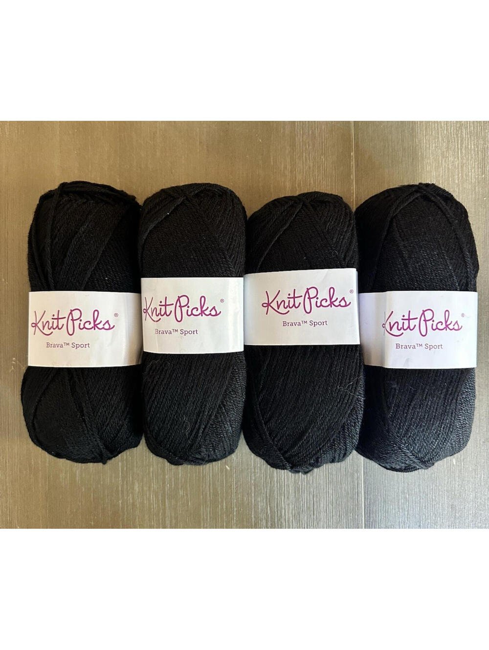 LOT Knit Picks Black, Bravo Sport Weight 273 yards, Premium Acrylic, 4 skiens